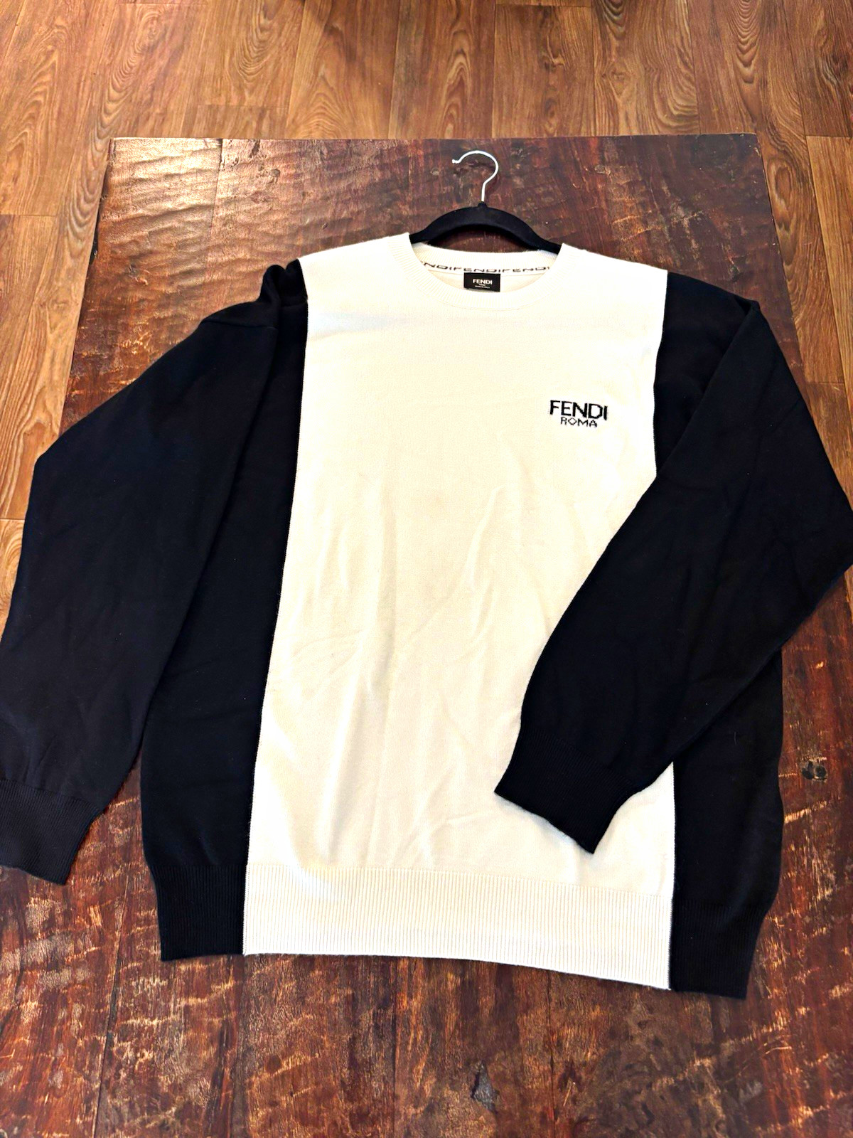 Fendi Roma Cashmere Colorblock Crewneck Logo Knit Sweater Men’s L Fendi Roma Cashmere Colorblock Crewneck Logo Knit Sweater Men’s L