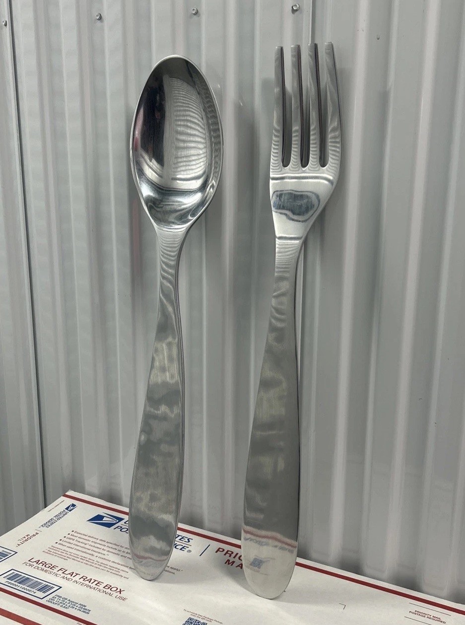 Mcm Pop Art Store Display Restaurant Large Metal Sculptural Spoon & Fork 29.5