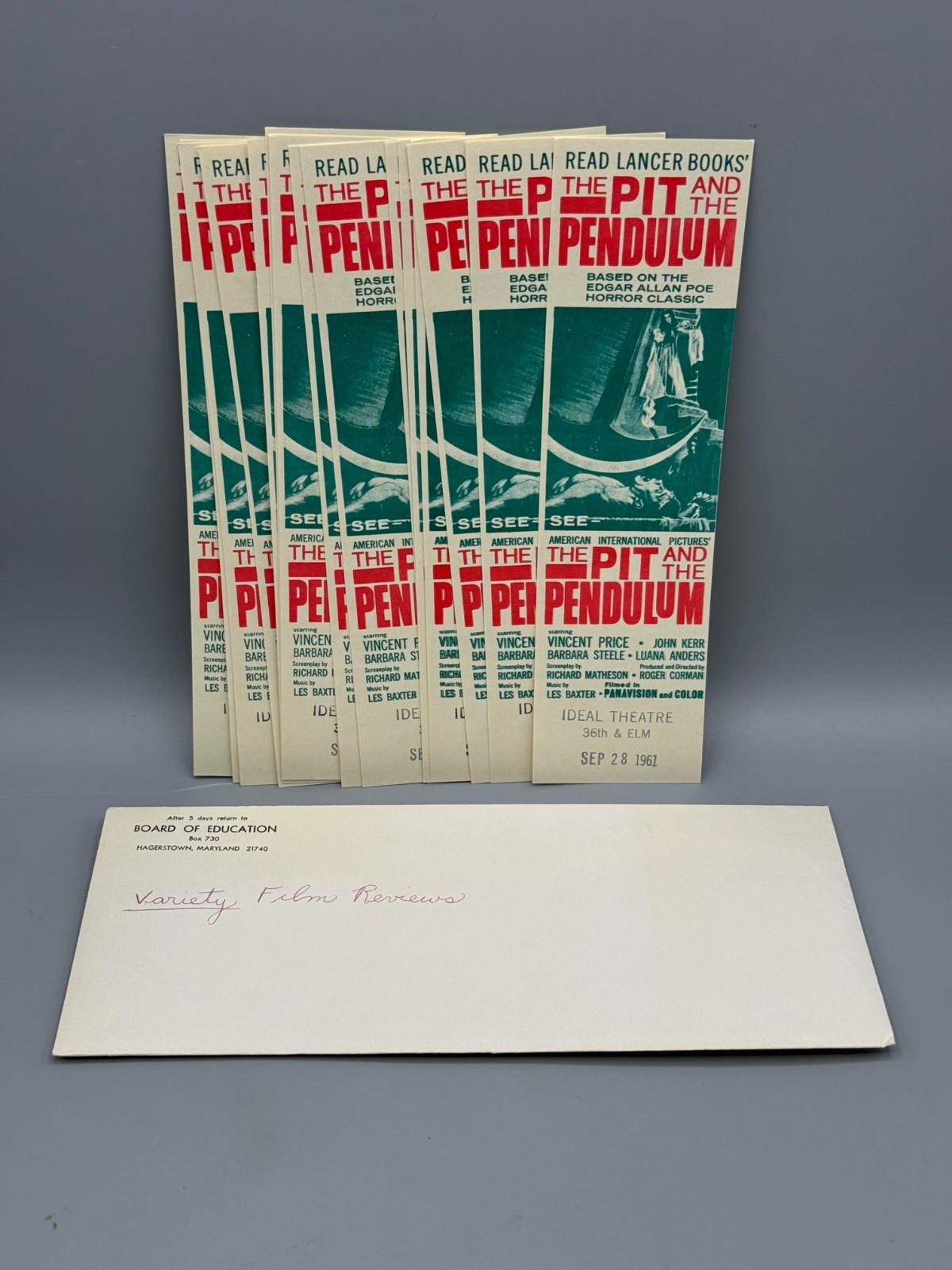 Vintage 1961 The Pit And The Pendulum Horror Movie Promo Bookmark Poster MINT Vintage 1961 The Pit And The Pendulum Horror Movie Promo Bookmark Poster MINT
