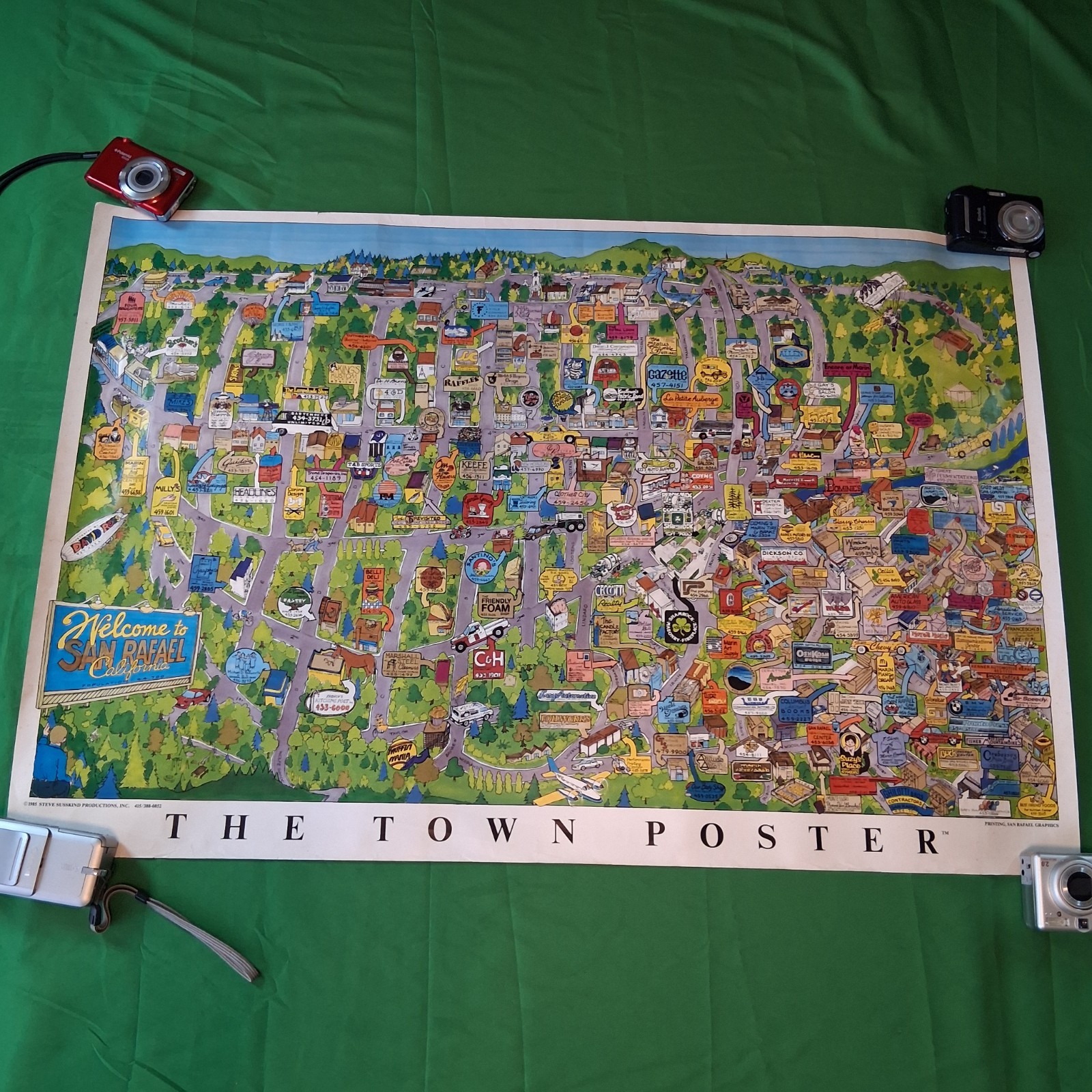 Vintage 1985 San Rafael CA Illustrated Map Poster David Ross Town Poster 24x36 Vintage 1985 San Rafael CA Illustrated Map Poster David Ross Town Poster 24x36