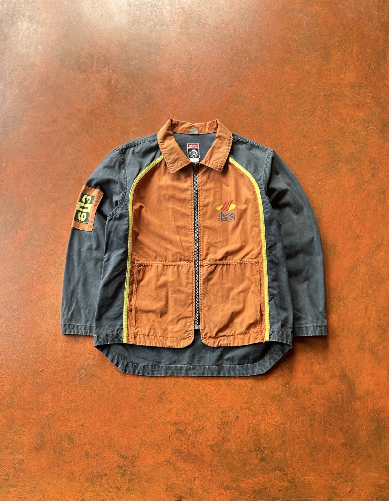 Vintage 90s Diesel Zip Jacket Made In Italy Faded Made In Italy Racing Orange