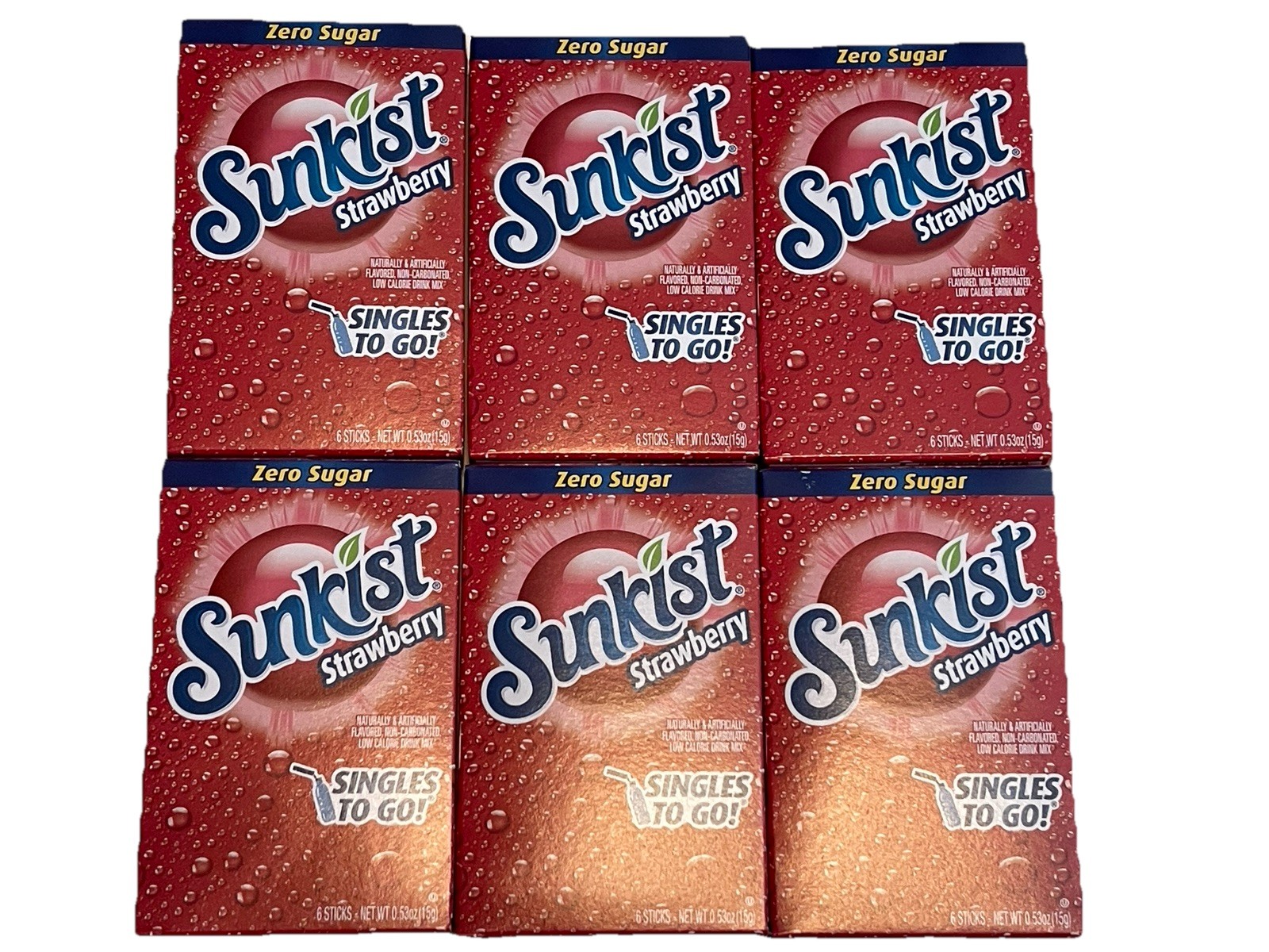 Sunkist STRAWBERRY Singles To Go Drink Mix Zero Sugar 6 Boxes (36 Packets) NEW Sunkist STRAWBERRY Singles To Go Drink Mix Zero Sugar 6 Boxes (36 Packets) NEW