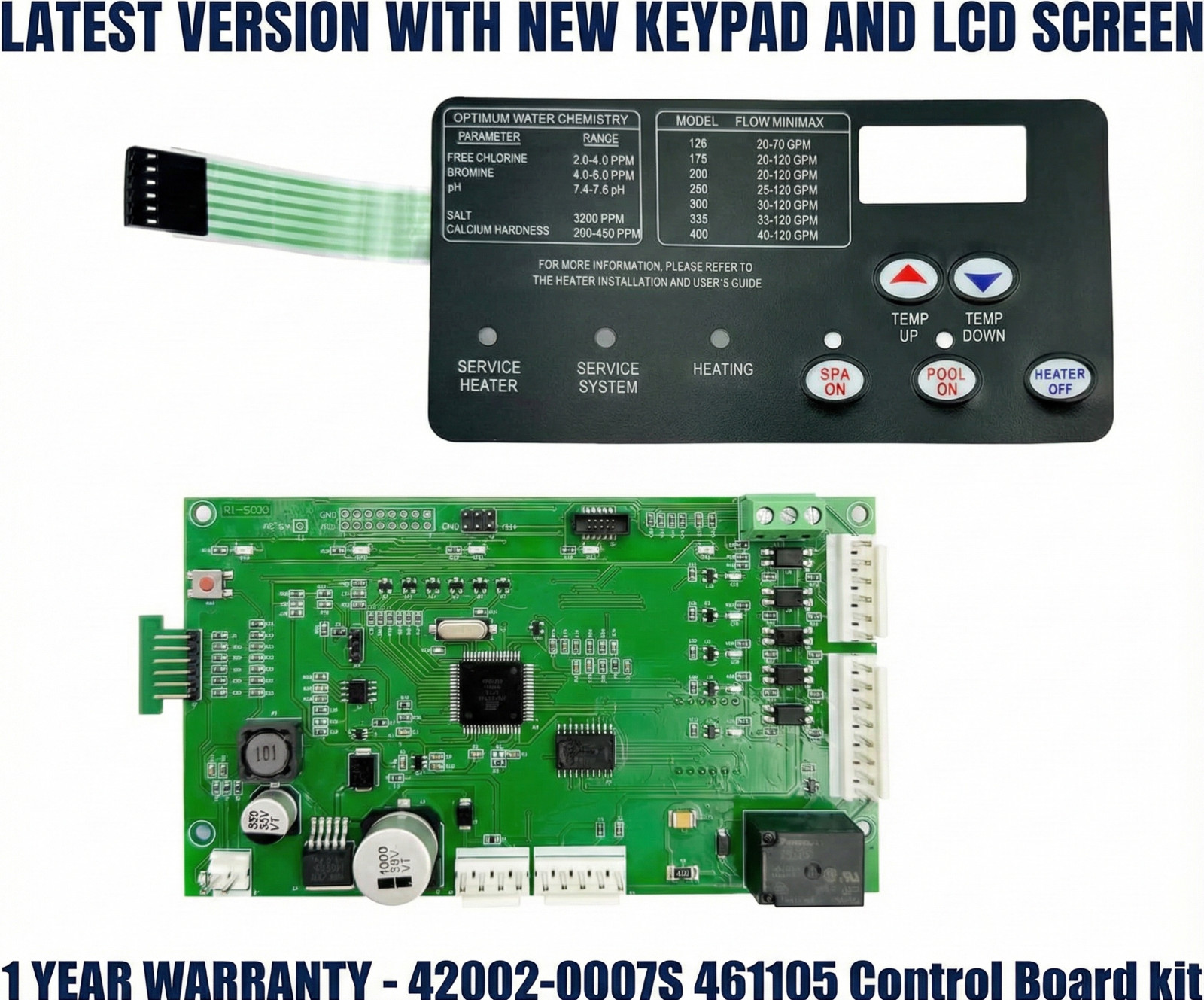 42002-0007S Control Board Kit W/ Switch Pad For Pentair MasterTemp NA/LP 461105