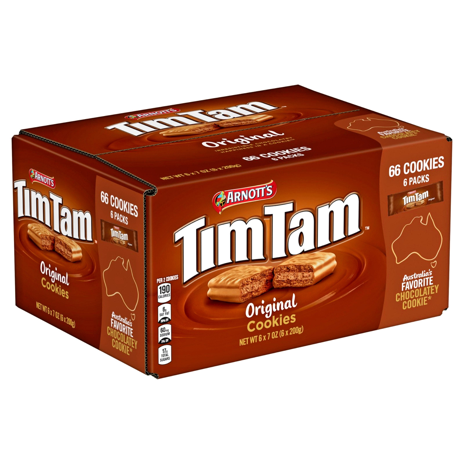 Arnott's Tim Tam Original Cookies 6 Packs X 7oz Ea. 66 Cookies Total. Exp: 03/27
