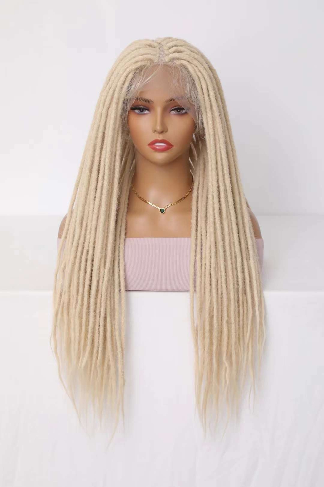 24INCH Long Full Lace Dreadlock Wigs White Blonde Braided Wigs for Black Women