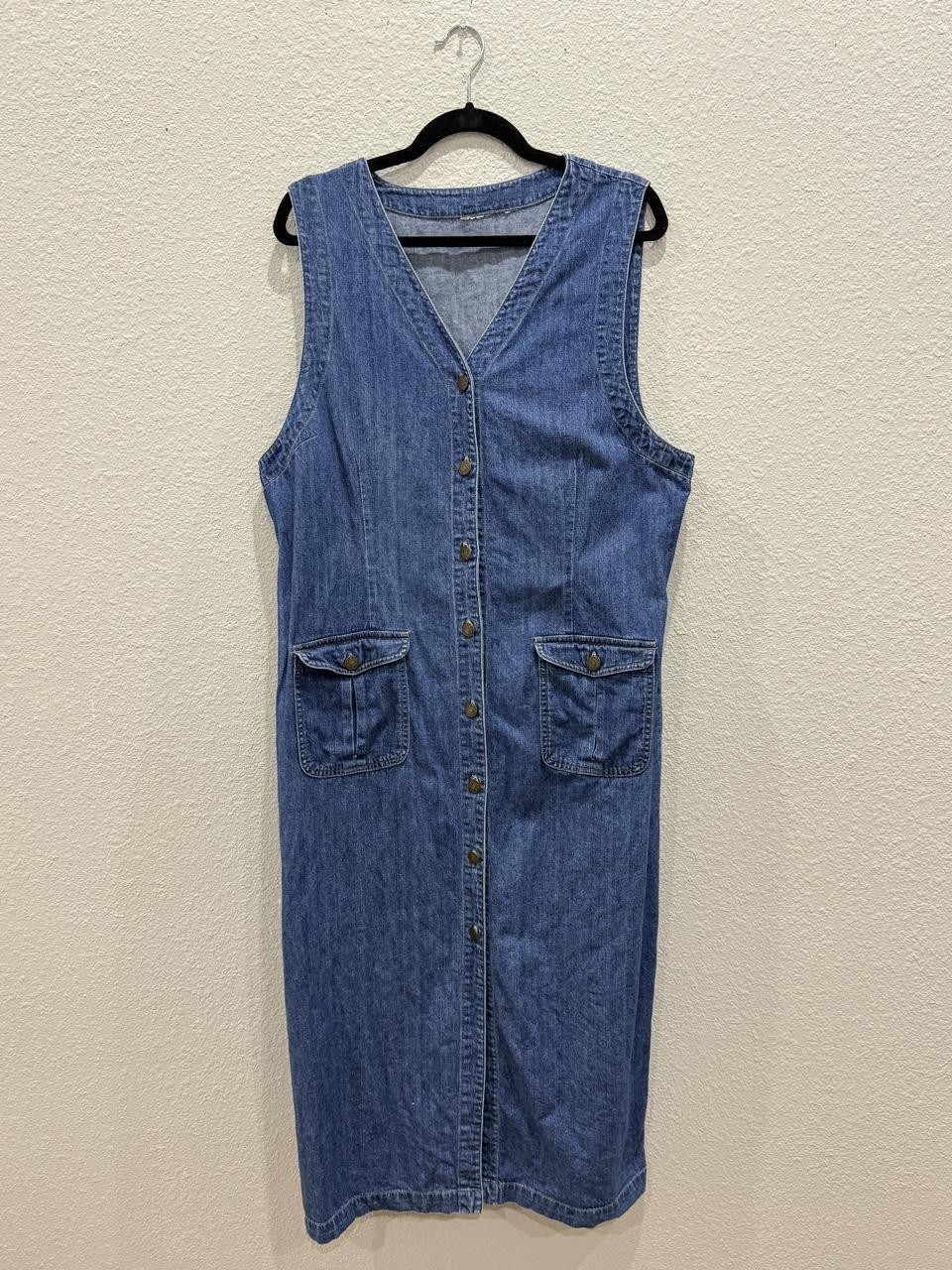 Vintage 90s Denim Sleeveless Midi Maxi Dress Jumper Vest Style Vintage 90s Denim Sleeveless Midi Maxi Dress Jumper Vest Style