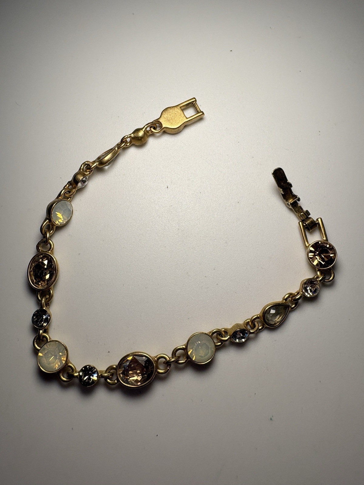 Vintage Givenchy Bracelet Gold Tone Crystal Link Small 6.75\