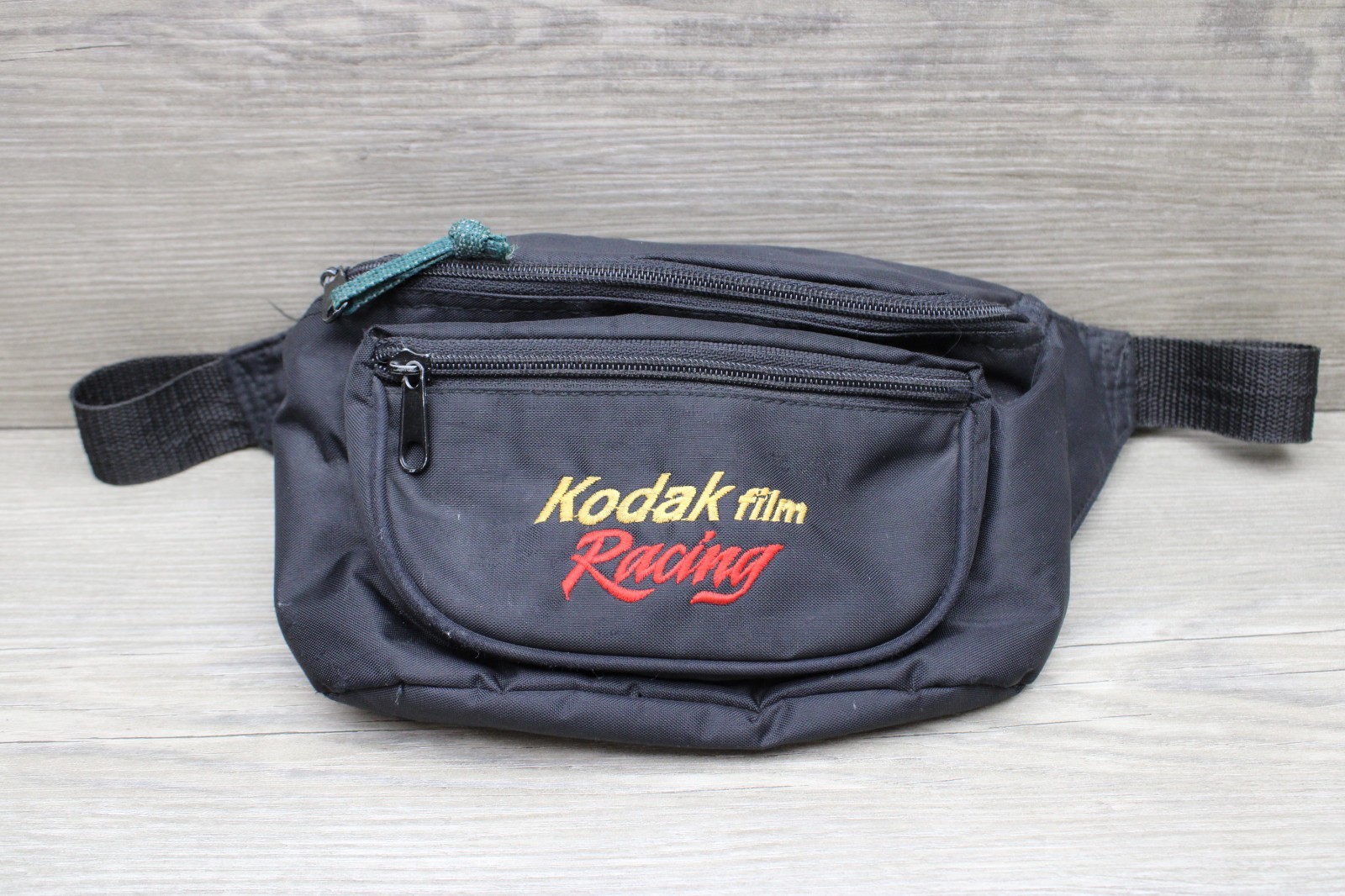 Vtg Kodak Film Racing Zipper Compartment Black Fanny Pack AdjustablePurse NASCAR Vtg Kodak Film Racing Zipper Compartment Black Fanny Pack AdjustablePurse NASCAR