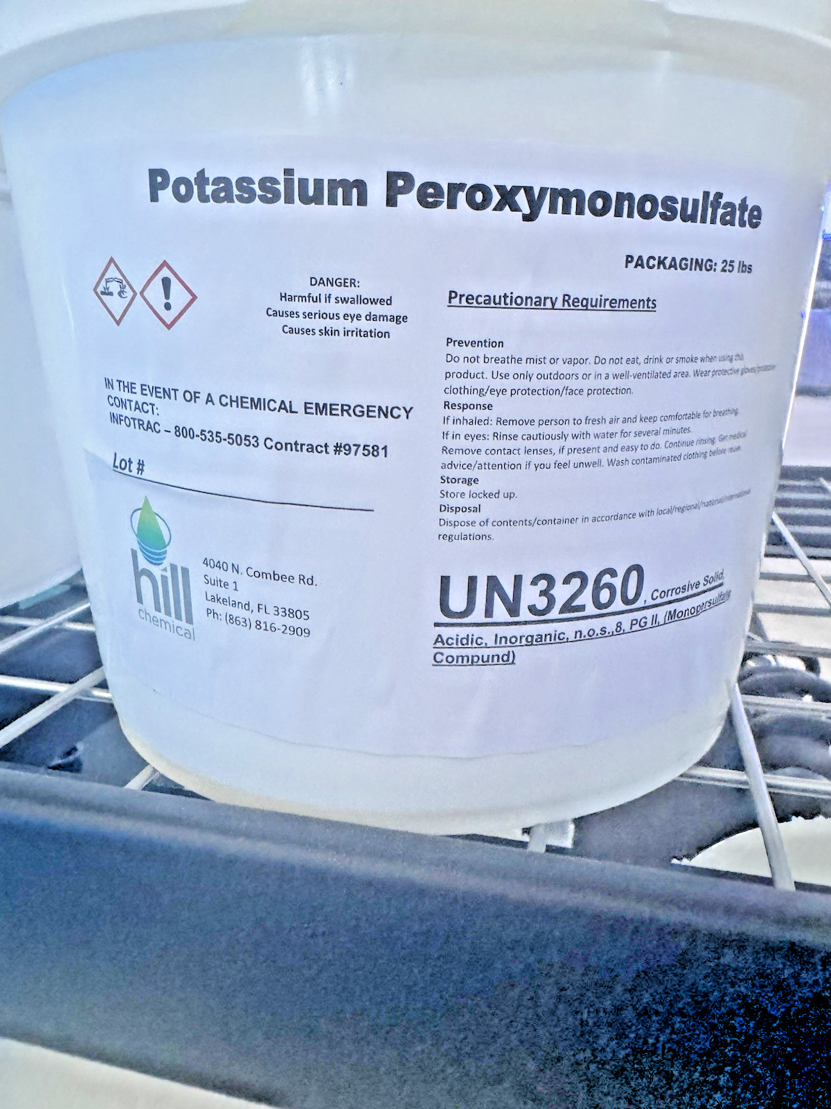 Potassium Peroxymonosulfate 25 lbs UN3260 Chemical Laboratory Potassium Peroxymonosulfate 25 lbs UN3260 Chemical Laboratory