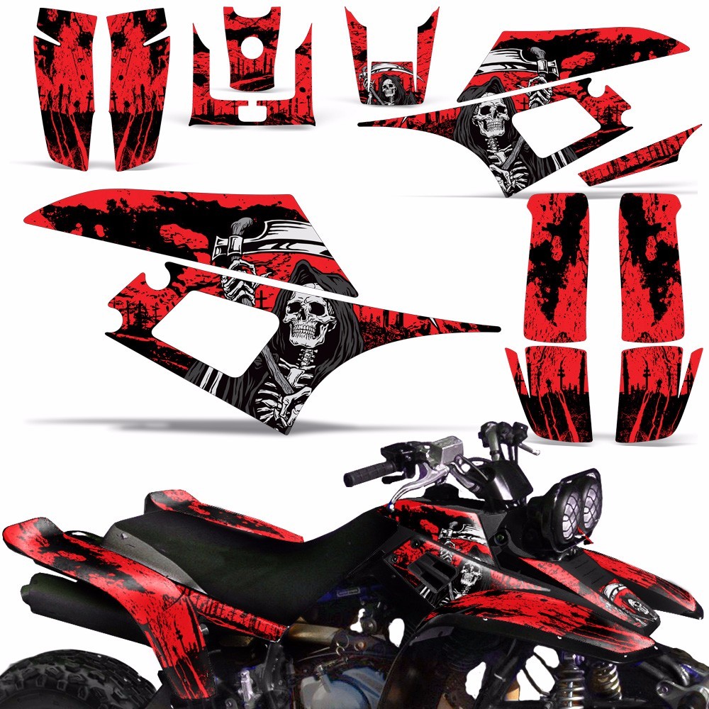 Decal Graphic Kit Yamaha Warrior350 ATV Quad Decal YFM350X Wrap 87-04 REAP RED Decal Graphic Kit Yamaha Warrior350 ATV Quad Decal YFM350X Wrap 87-04 REAP RED