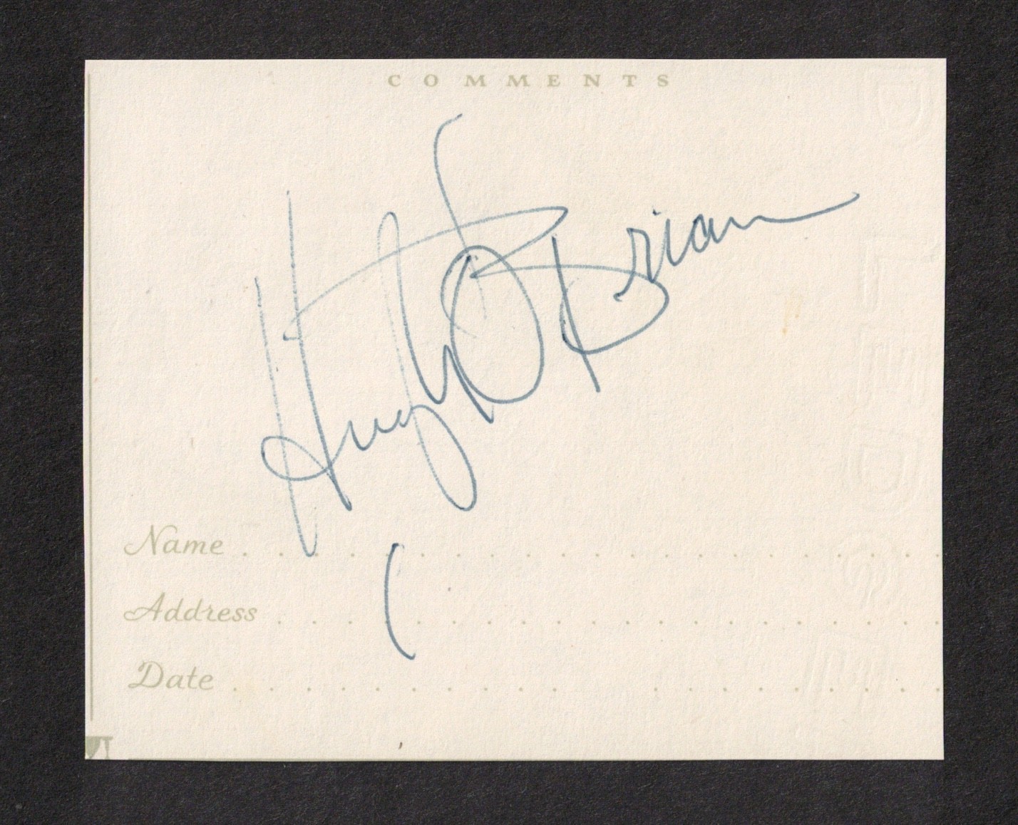 Hugh O'Brian American Actor Original Signed Autograph Cut Signature Wyatt Earp