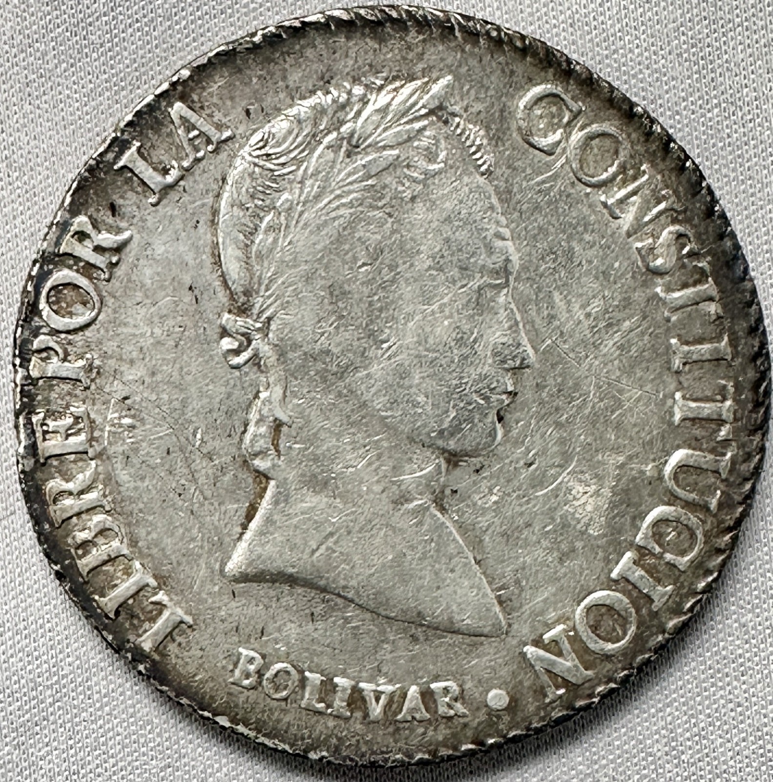 Bolivia | 1847 PTS R | 8 Soles Silver | KM# A103 | Bolivar Silver Coin Vintage