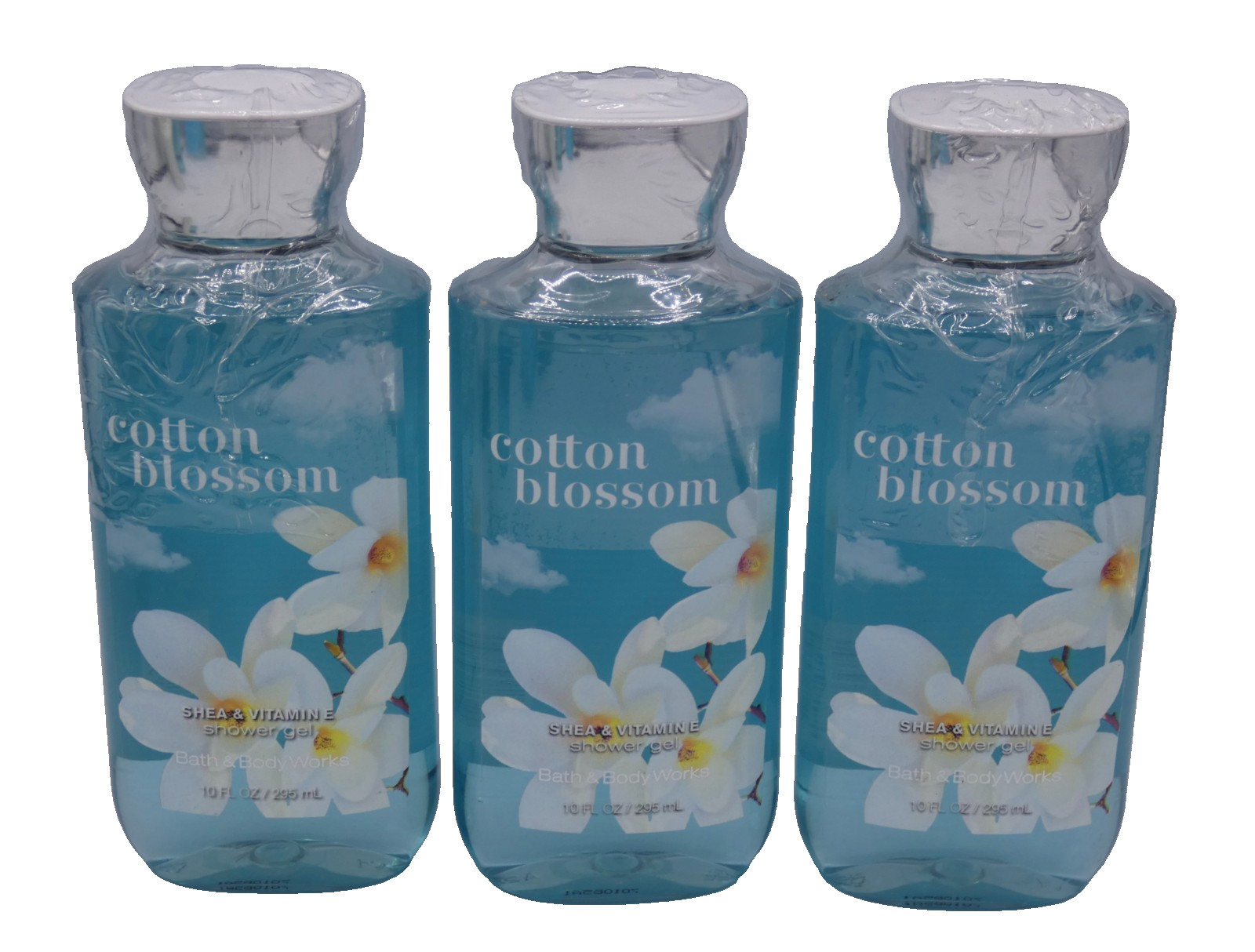 3x Bath & Body Works Cotton Blossom BODY WASH SHOWER GEL Retired Sealed