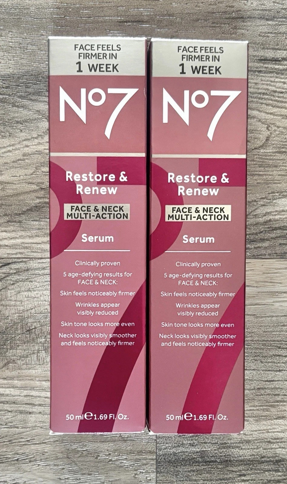 No7 Restore & Renew Face Serum 1.69 fl oz Anti-Aging Skincare 2Pk