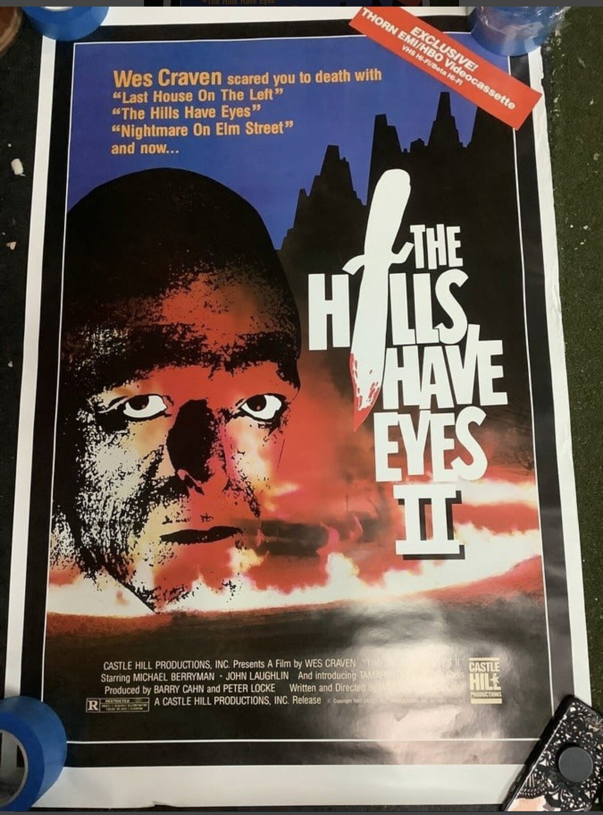 The Hills Have Eyes 2 Original HBO Home Movie VHS Poster Wes Craven 27x41 1985 The Hills Have Eyes 2 Original HBO Home Movie VHS Poster Wes Craven 27x41 1985