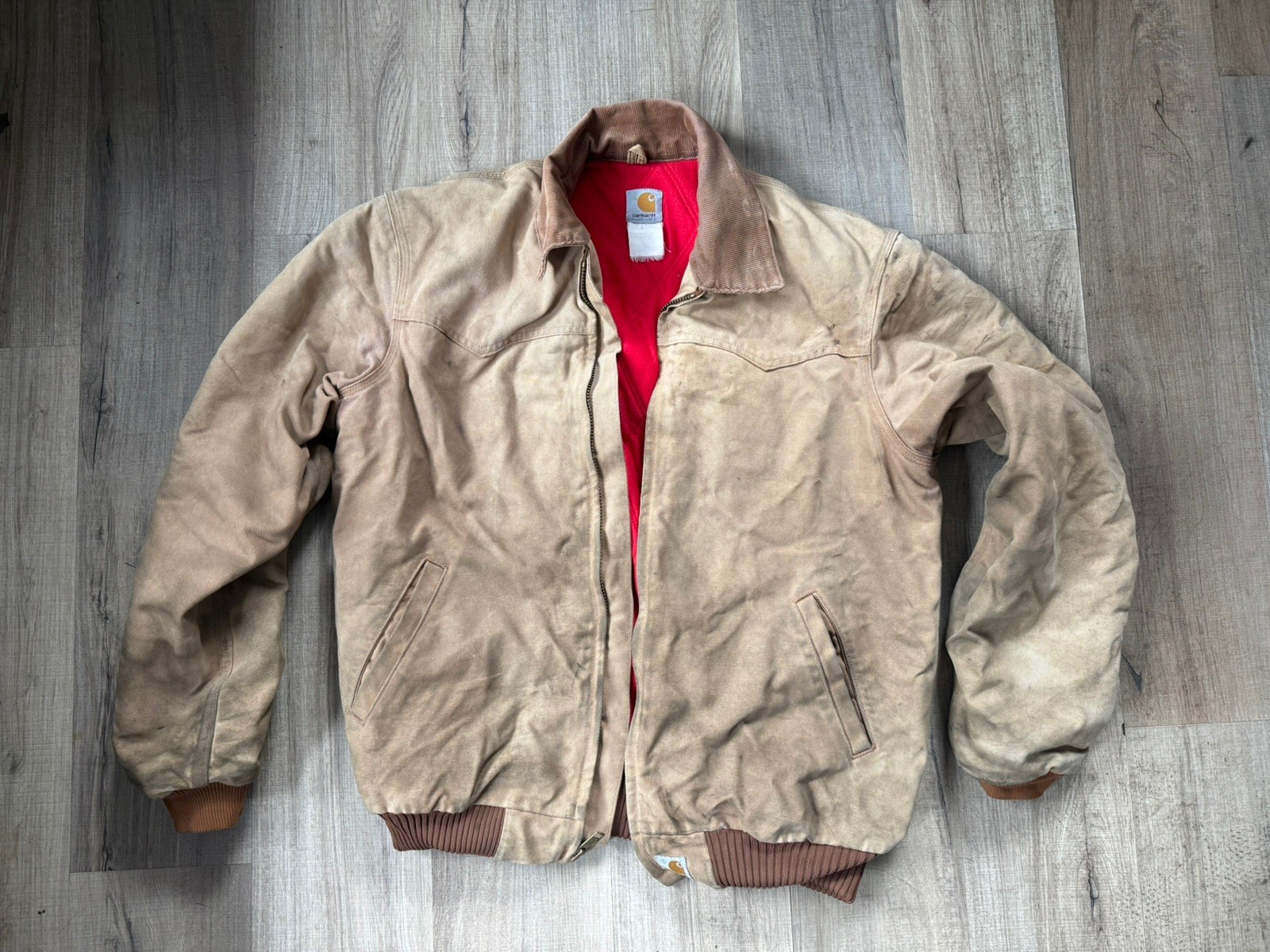 Vintage Carhartt J13 BRN Duck Santa Fe Red Lined Quilted Jacket 2XL USA Made Vintage Carhartt J13 BRN Duck Santa Fe Red Lined Quilted Jacket 2XL USA Made