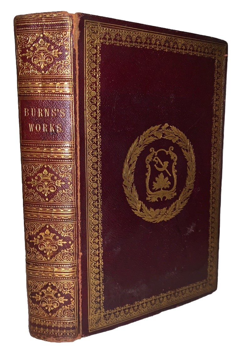 c. 1840, THE COMPLETE WORKS OF ROBERT BURNS, ILLUSTRATED, BEAUTIFUL LEATHER