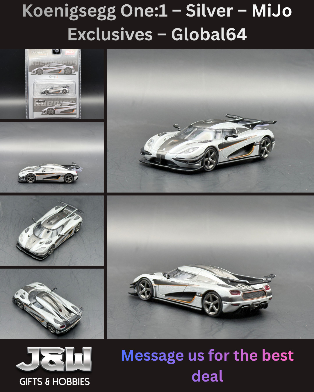 Tarmac Works Koenigsegg One:1 – Silver – MiJo Exclusives – Global64 1/64