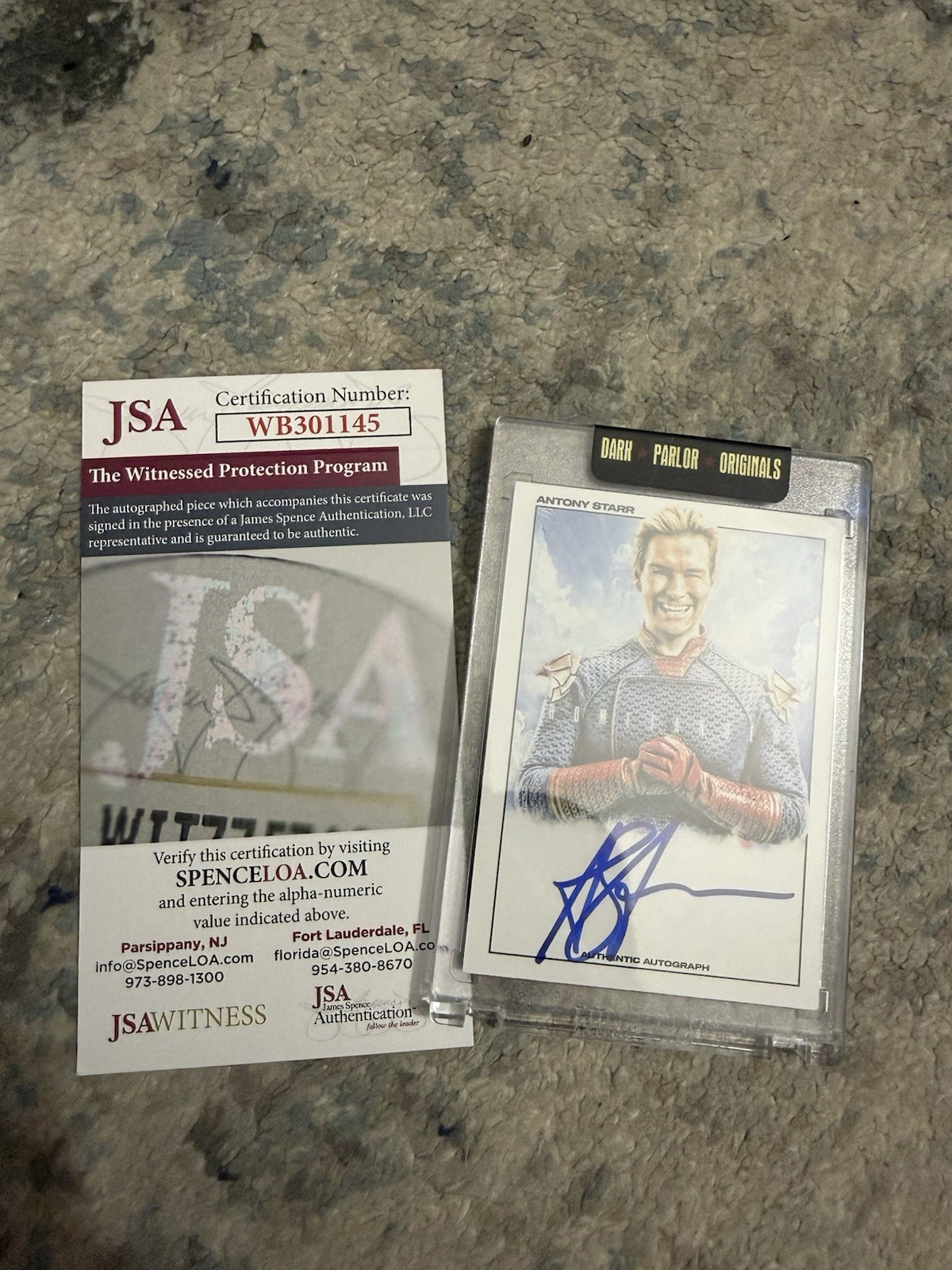The Boys Antony Starr Signed Dark Parlors Card Jsa Authenticated