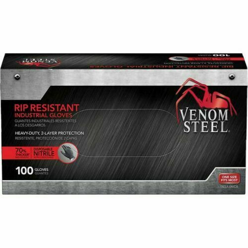 LOWEST PRICE VENOM STEEL Nitrile Gloves Rip Resistant Size Fits Most 100 CT