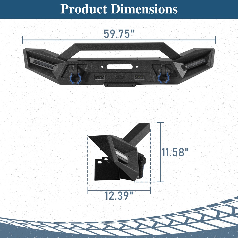  Front Bumper w/ Winch Plate Rear Bar Hitch Receiver Fit 18-25 Jeep Wrangler JL