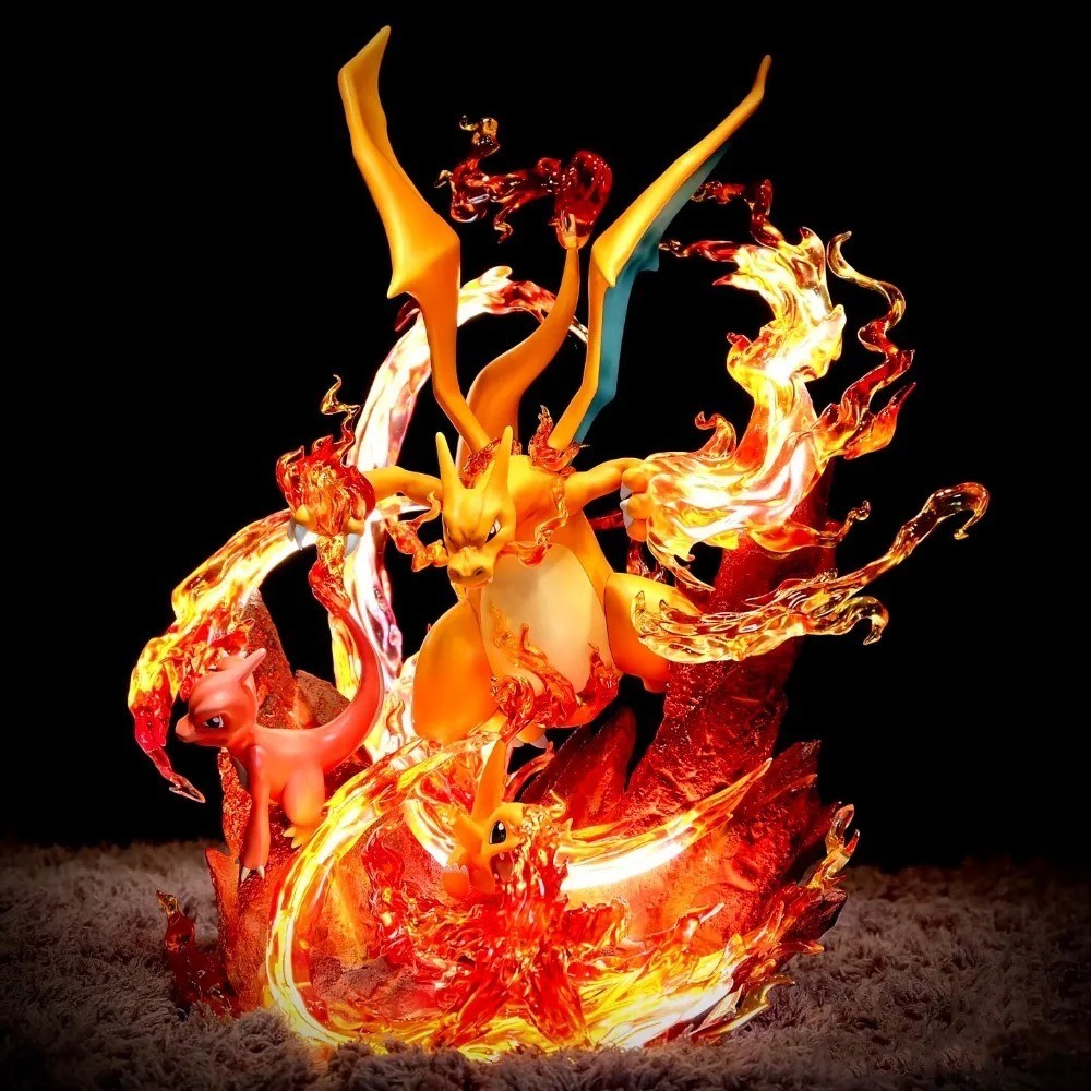 Pokemon Charizard Charmander Figure PVC Statue Fire Battle Scene 30cm / 11.8\