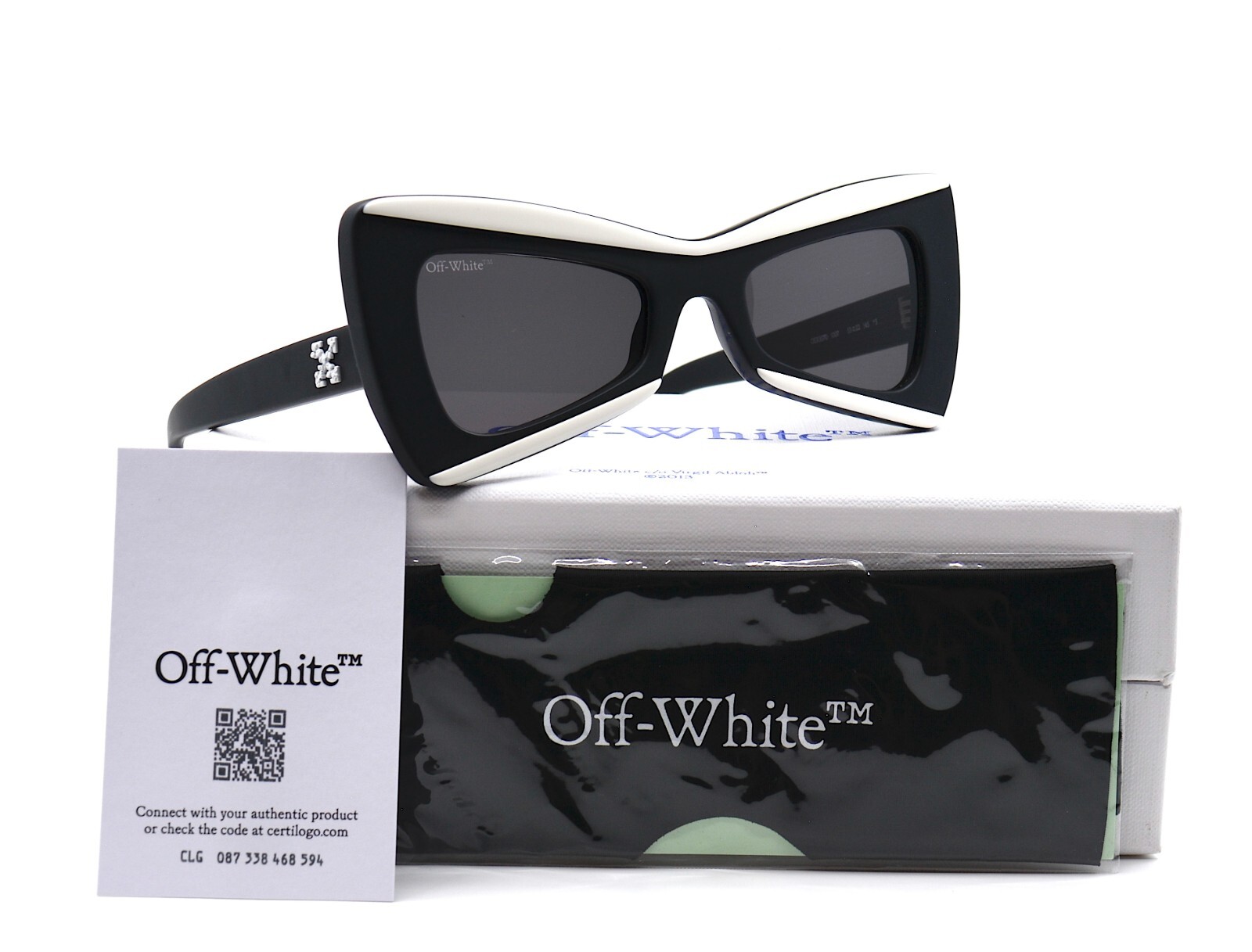OFF-WHITE 0ER1070 BLACK /WHITE GREY WOMEN\'S AUTHENTIC SUNGLASSES