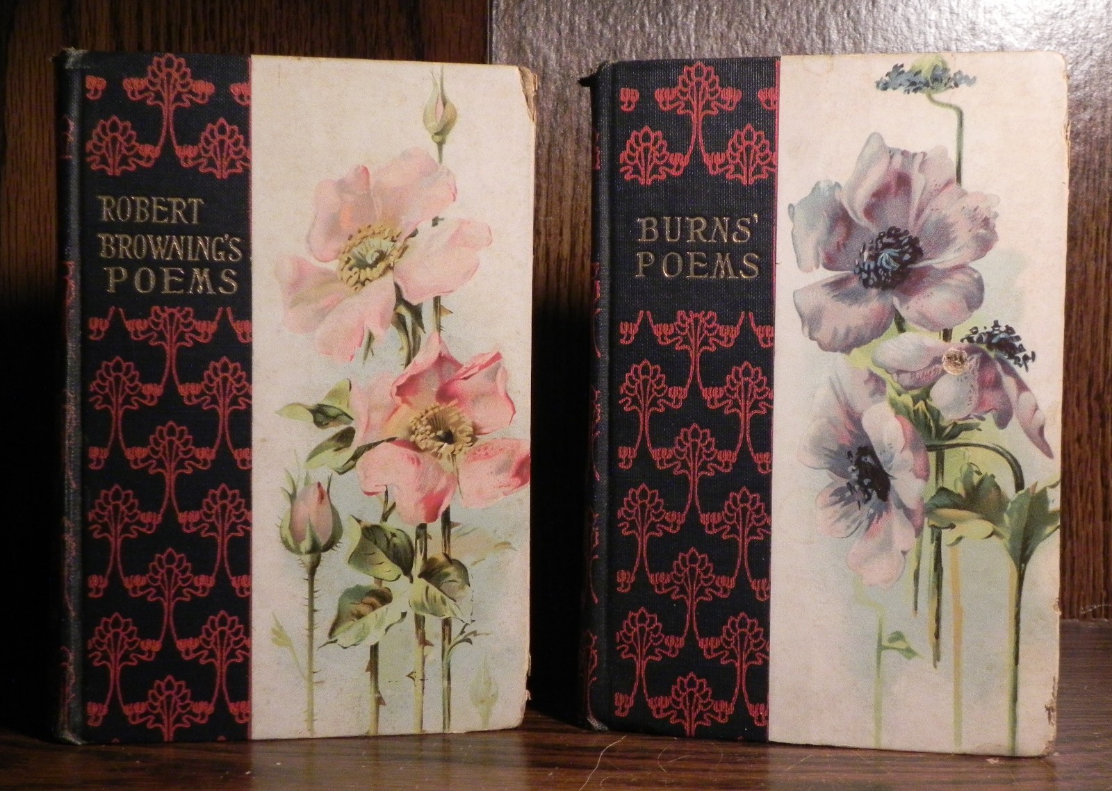 Antique Floral Poem Books - Robert Brownings & Burns - Hurst & Co Vintage Poetry Antique Floral Poem Books - Robert Brownings & Burns - Hurst & Co Vintage Poetry