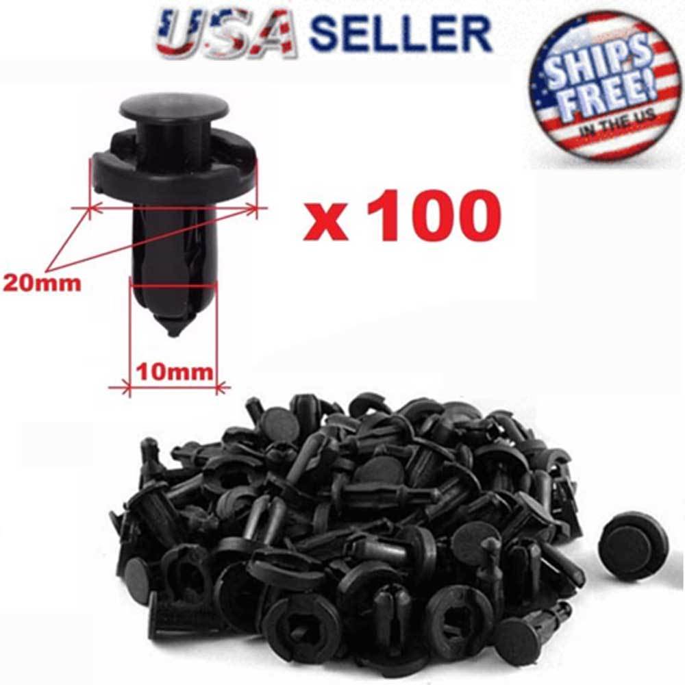 100 Pcs Bumper Clips 10mm Hood Fender Push Rivets Retainer Fasteners for Honda