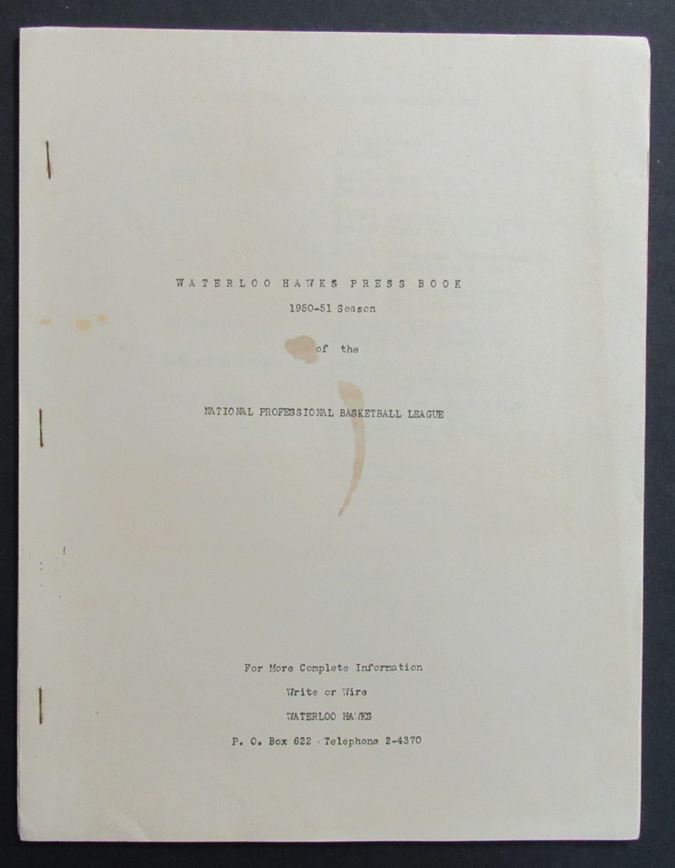 1950-51 Waterloo Hawks NPBL Press Book RARE 198274 1950-51 Waterloo Hawks NPBL Press Book RARE 198274