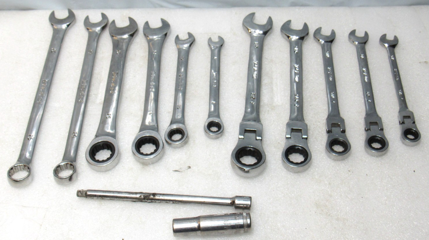 13 PC DURALAST SAE & mm COMBINATION WRENCH Flex Head Ratchet Mixed Set (J42K)