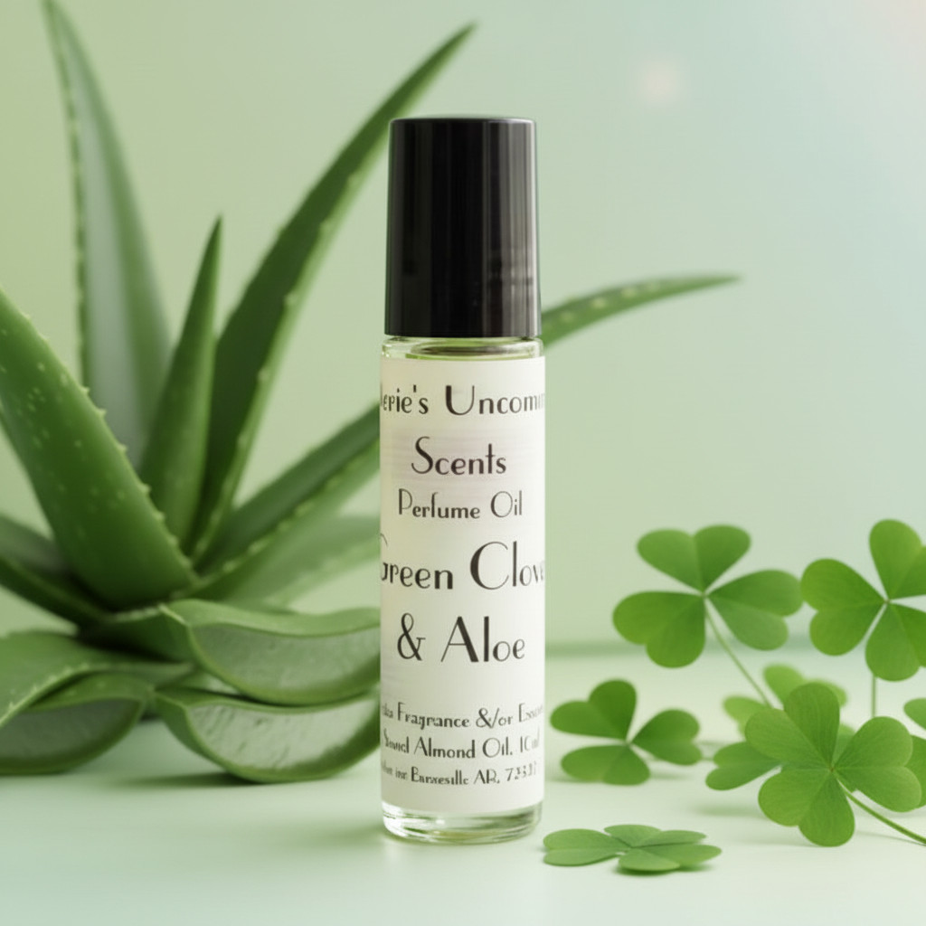 Green Clover & Aloe scented 10ml Rollerball bottle PERFUME BODY OIL FRAGRANCE