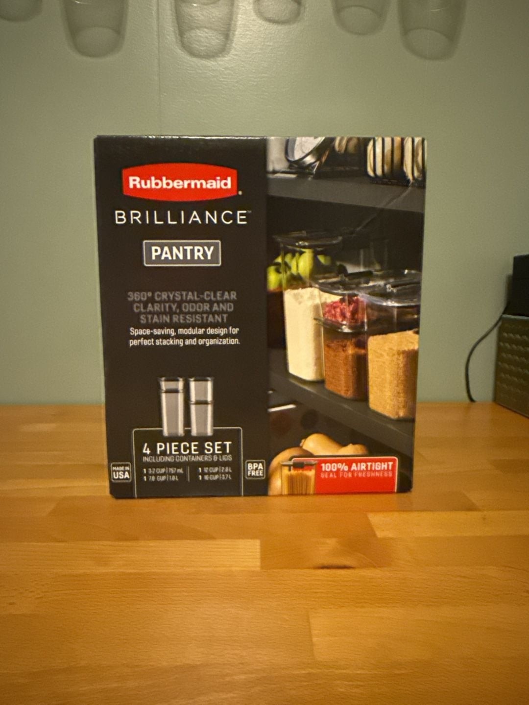 Rubbermaid Brilliance Pantry Food Storage Container Set 4 Piece