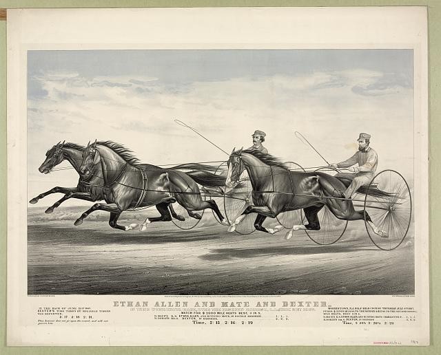 Long Island New York Ethan Allen and Dexter Harness Racing 1867 Currier Ives