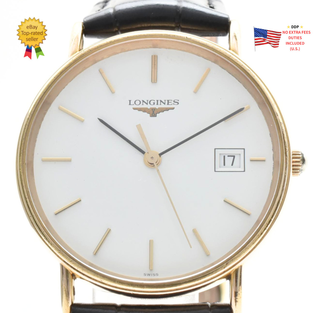 ▶️ Vintage [Exc+5] LONGINES Presence 156 6801 Gold Round Quartz 33mm Men's JAPAN