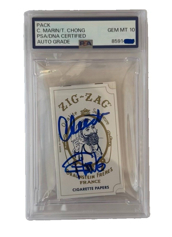 Cheech Marin Tommy Chong Dual Signed Auto Cigarette Papers Zig-Zag PSA Auto 10 Cheech Marin Tommy Chong Dual Signed Auto Cigarette Papers Zig-Zag PSA Auto 10