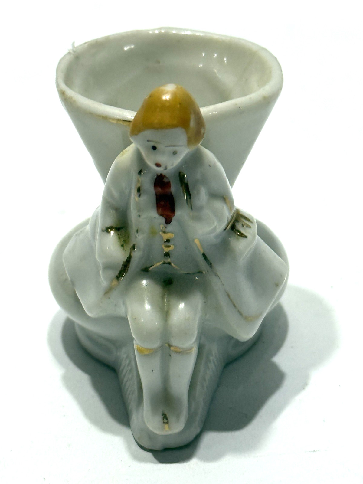 Vintage Made In Occupied Japan Porcelain Colonial Figurine Toothpick Holder 2.5 Vintage Made In Occupied Japan Porcelain Colonial Figurine Toothpick Holder 2.5