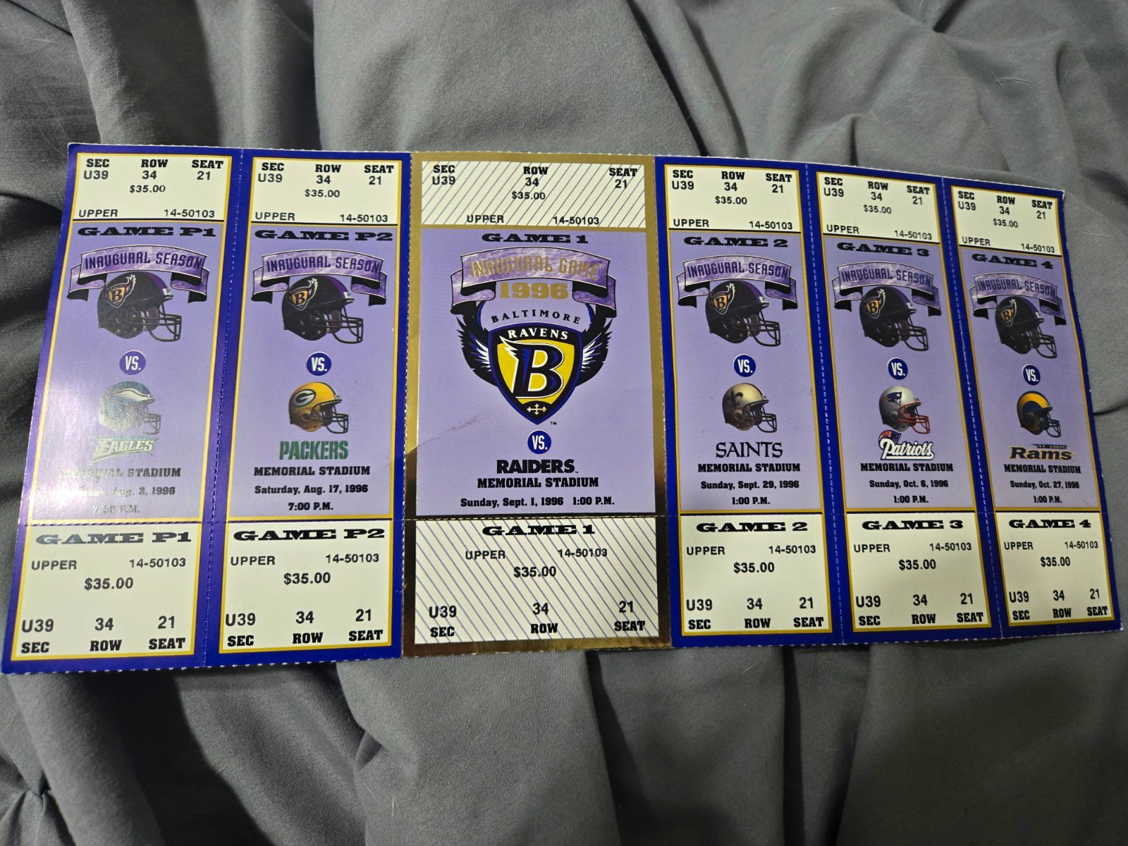 Baltimore Ravens 1996 Inaugural Season Vintage Original Ticket Stubs Lot Baltimore Ravens 1996 Inaugural Season Vintage Original Ticket Stubs Lot