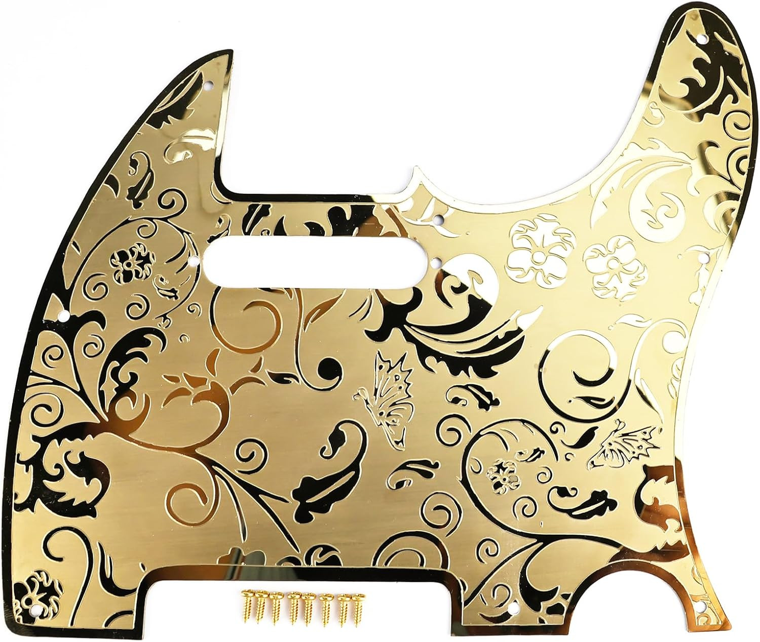 Gold Vintage Engraved Steel Guitar Pickguard Scratch Plate Fit Telecaster Tele Gold Vintage Engraved Steel Guitar Pickguard Scratch Plate Fit Telecaster Tele