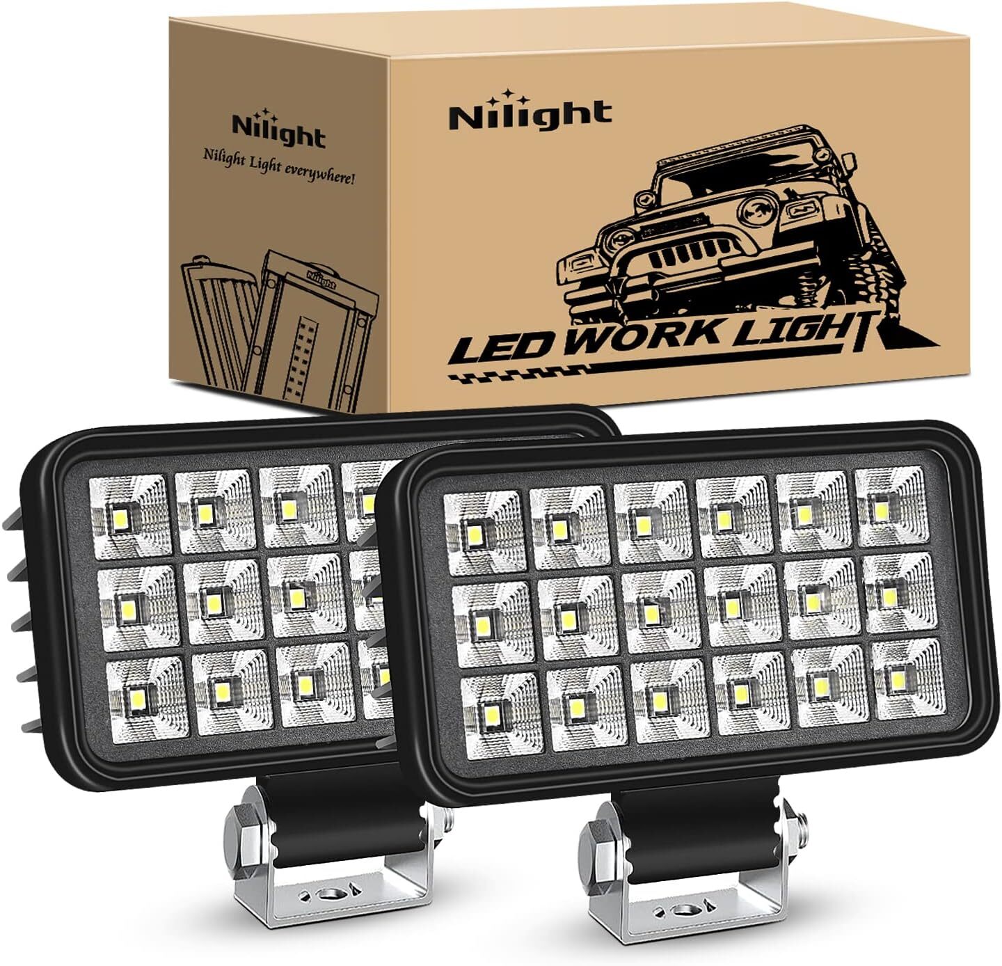 Nilight 4.4 Inch Square Utility LED Work Light Flood Lamp Nilight 4.4 Inch Square Utility LED Work Light Flood Lamp