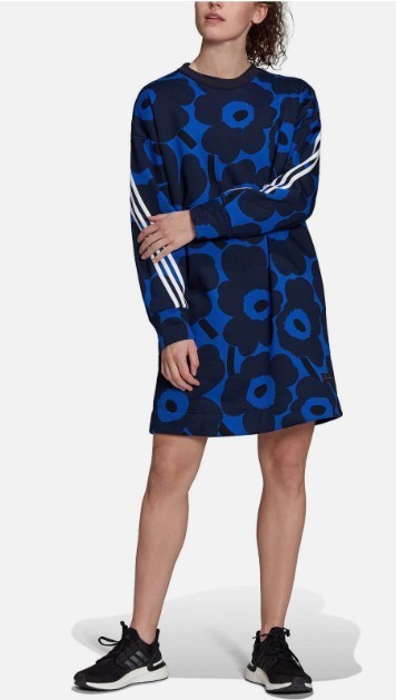 adidas Womens x Marimekko Sportswear Loose Fit Floral Fleece Dress XL adidas Womens x Marimekko Sportswear Loose Fit Floral Fleece Dress XL