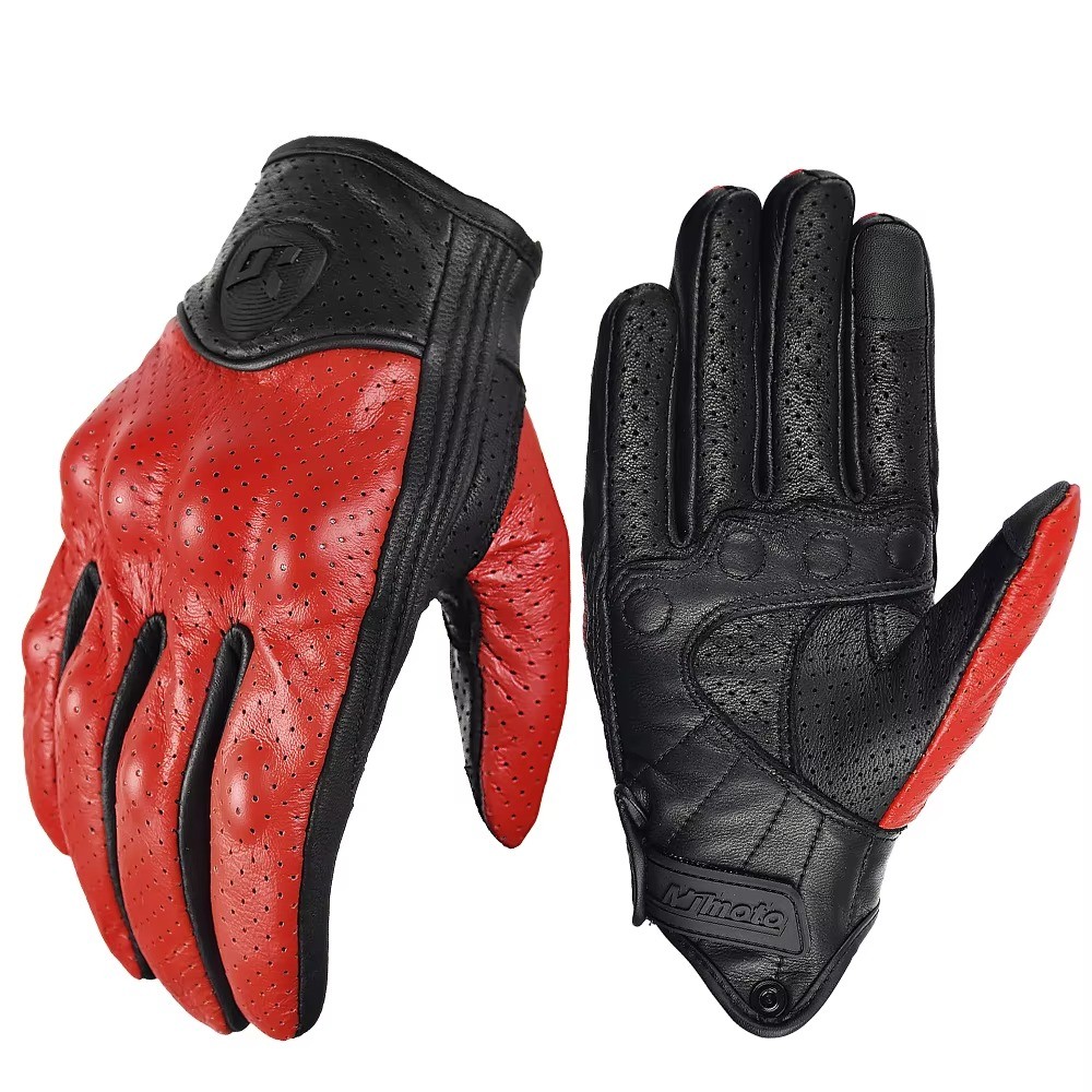 MJMOTO Retro Leather Motorcycle Gloves Full Finger MJ-CON10 Men Women