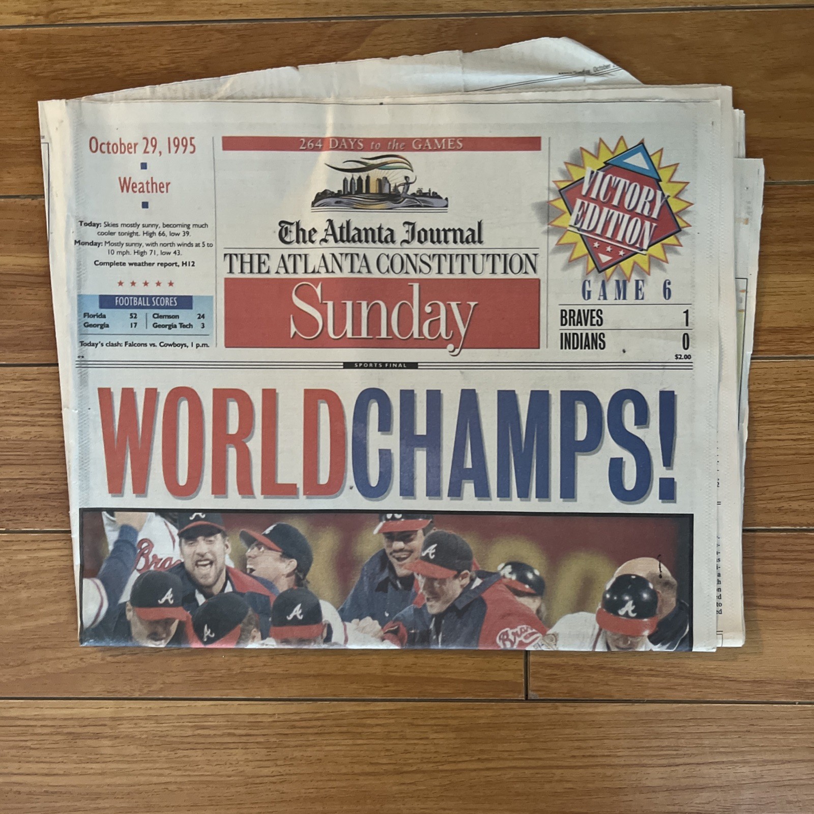 October 29 1995 Atlanta Journal Braves World Series Champs Newspaper Sec A1-A22 October 29 1995 Atlanta Journal Braves World Series Champs Newspaper Sec A1-A22