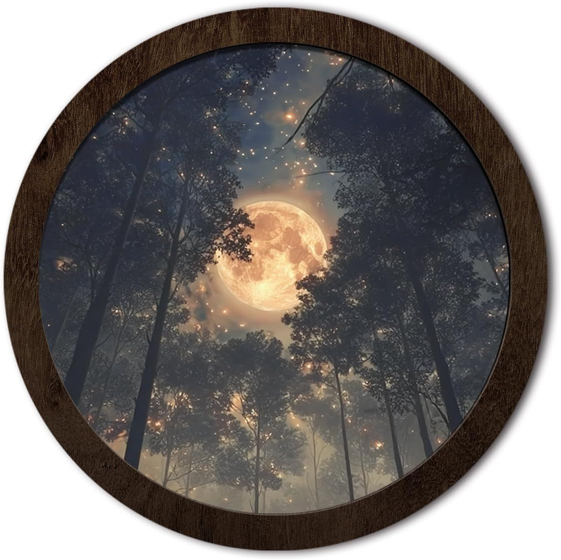 Vintage Gothic Full Moon Forest Framed Wall Art Decor