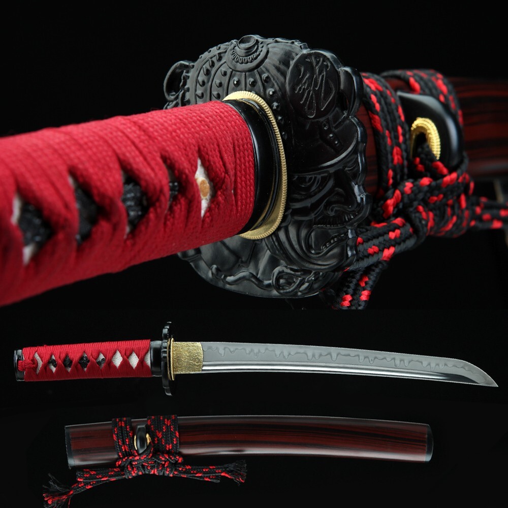 red Tanto Swords Handmade Clay Tempered 1095 T10 Steel Japanese Katana Samurai red Tanto Swords Handmade Clay Tempered 1095 T10 Steel Japanese Katana Samurai