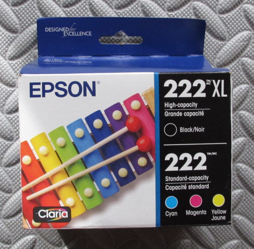 Epson 222 Genuine Ink Cartridge XL Black and Standard Color Combo Pack exp 2029 Epson 222 Genuine Ink Cartridge XL Black and Standard Color Combo Pack exp 2029