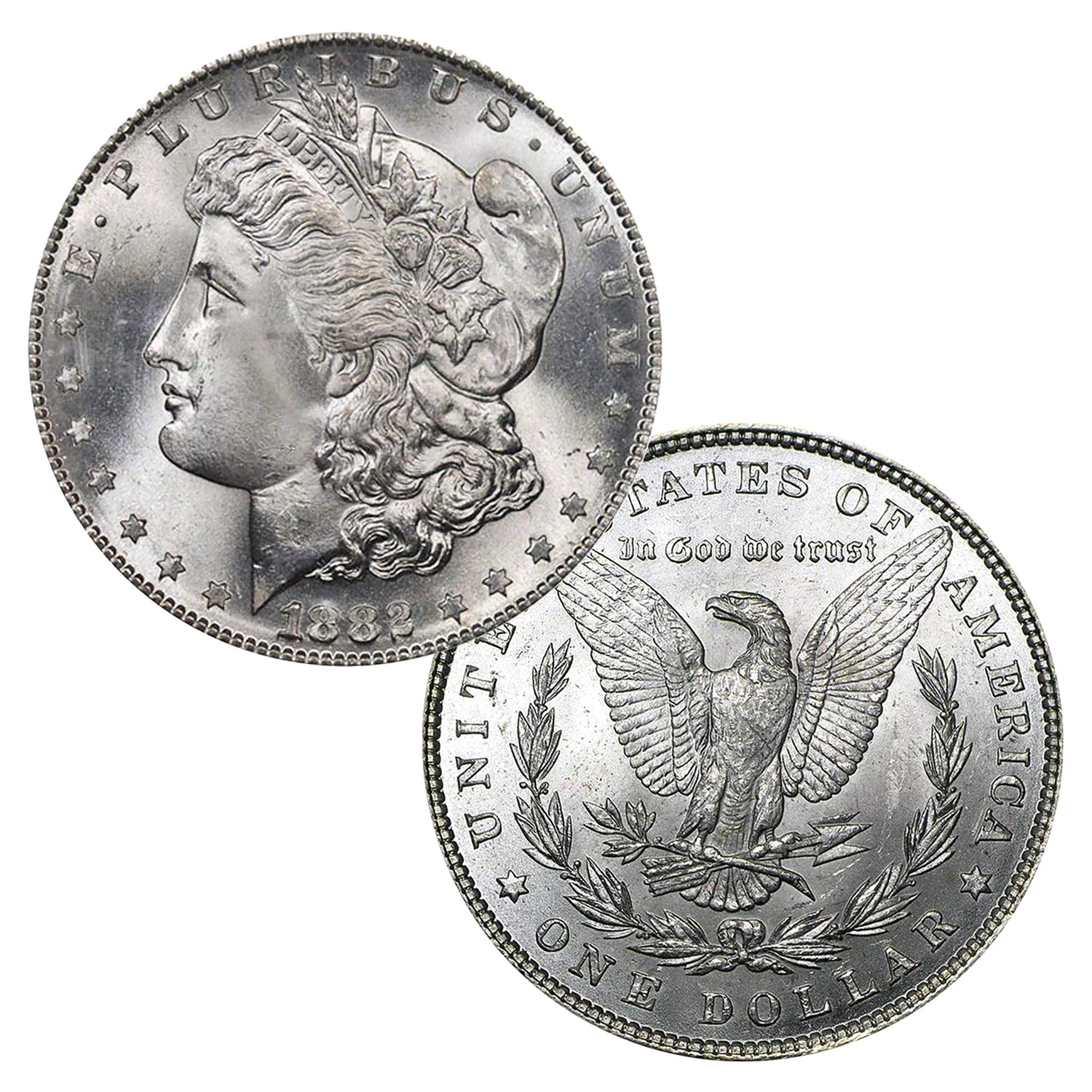 1882 P Morgan Silver Dollar $1 Brilliant Uncirculated BU 90% Silver 1882 P Morgan Silver Dollar $1 Brilliant Uncirculated BU 90% Silver