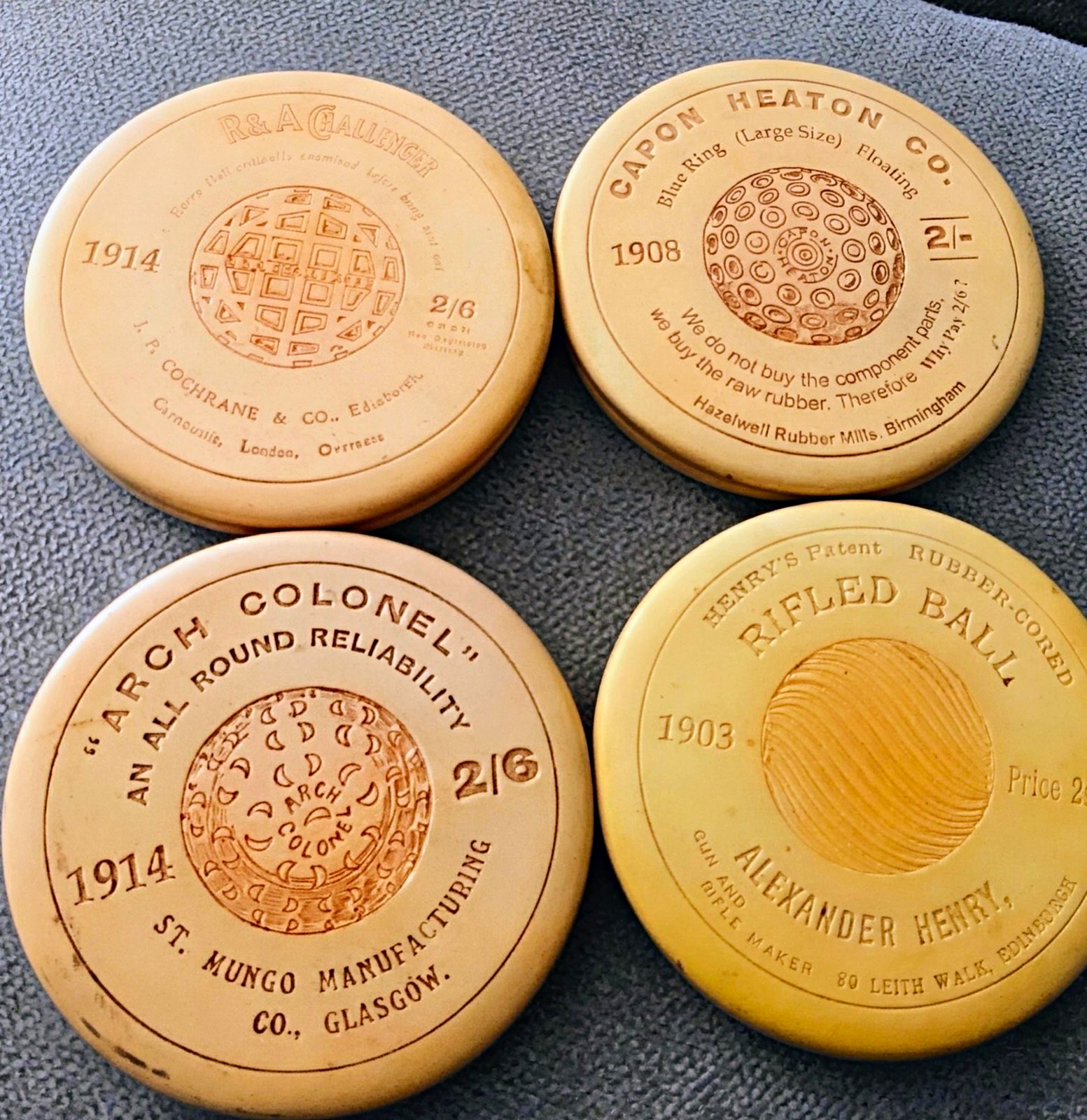 VINTAGE/ENESCO-GOLF BALL ADVERT. 4 COASTER SET. GREAT FOR GOLF/SPORTS CAVE. VINTAGE/ENESCO-GOLF BALL ADVERT. 4 COASTER SET. GREAT FOR GOLF/SPORTS CAVE.