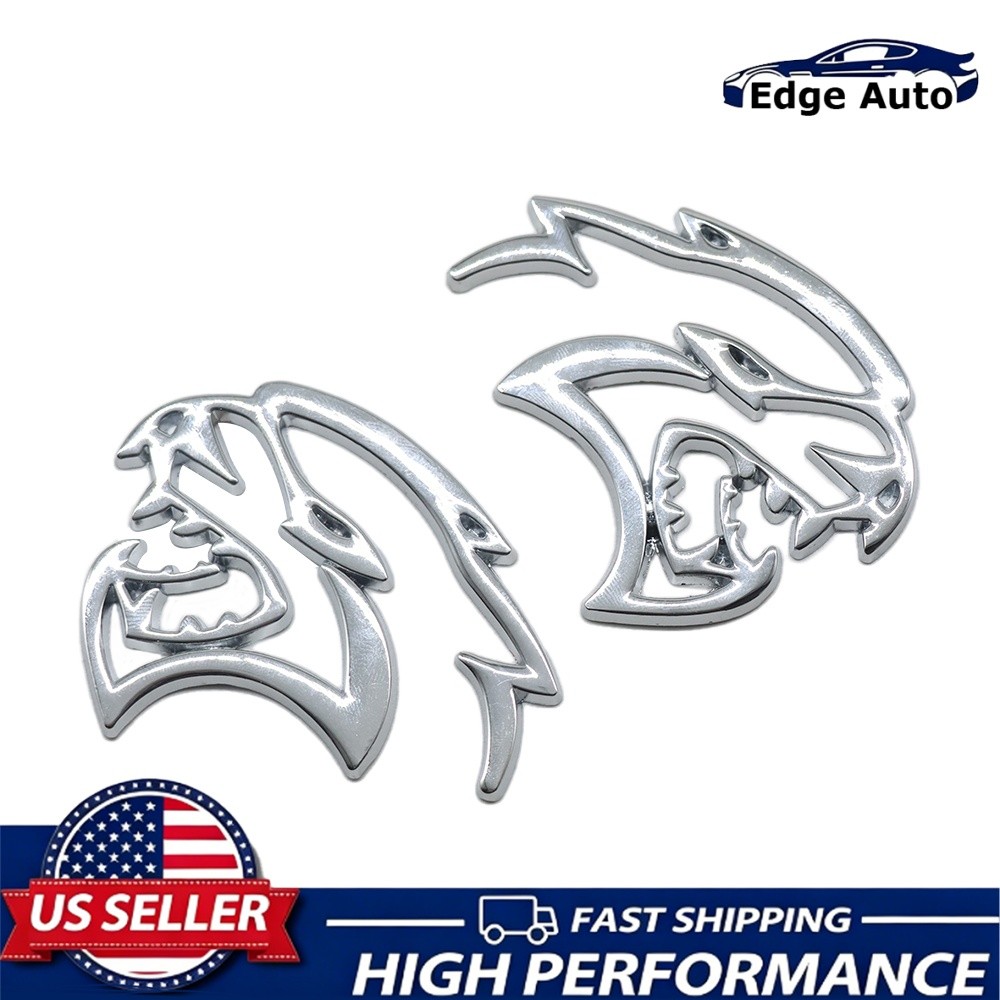 2x Zinc Alloy Hellcat Fender Side Emblems Badge 3D Decals For SRT Hellcat Chrome 2x Zinc Alloy Hellcat Fender Side Emblems Badge 3D Decals For SRT Hellcat Chrome
