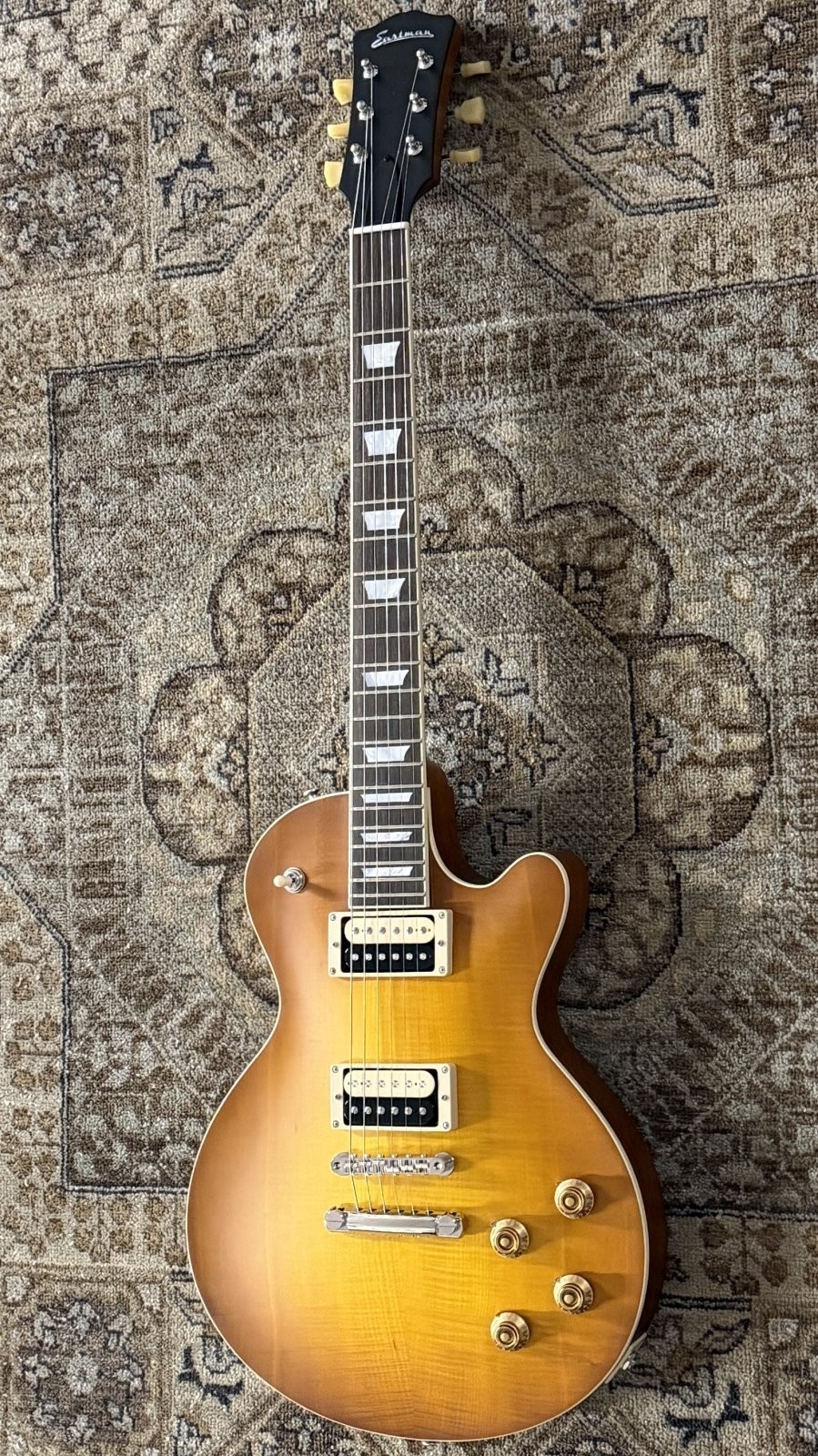 Eastman SB59/S-GB Solid Body Electric Guitar in Satin Goldburst w/ Hard Case